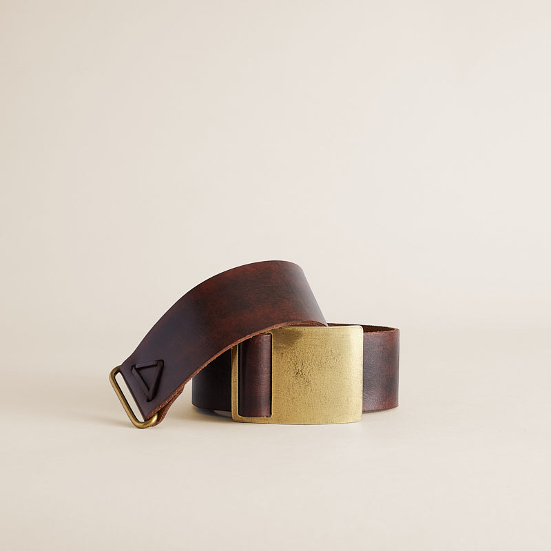 Brass Buckle Belt - Aged Leather – Parker Thatch display picture 3