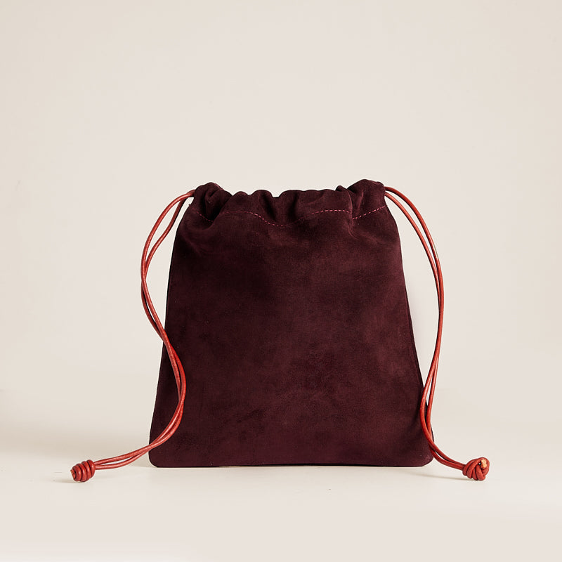 Drawstring Pouch - Suede Oxblood Burgundy – Parker Thatch