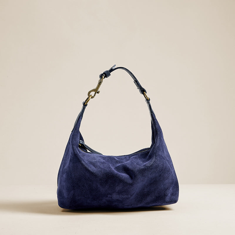 Small Maurice Hobo w/ Convertible Handle - Suede Navy – Parker Thatch