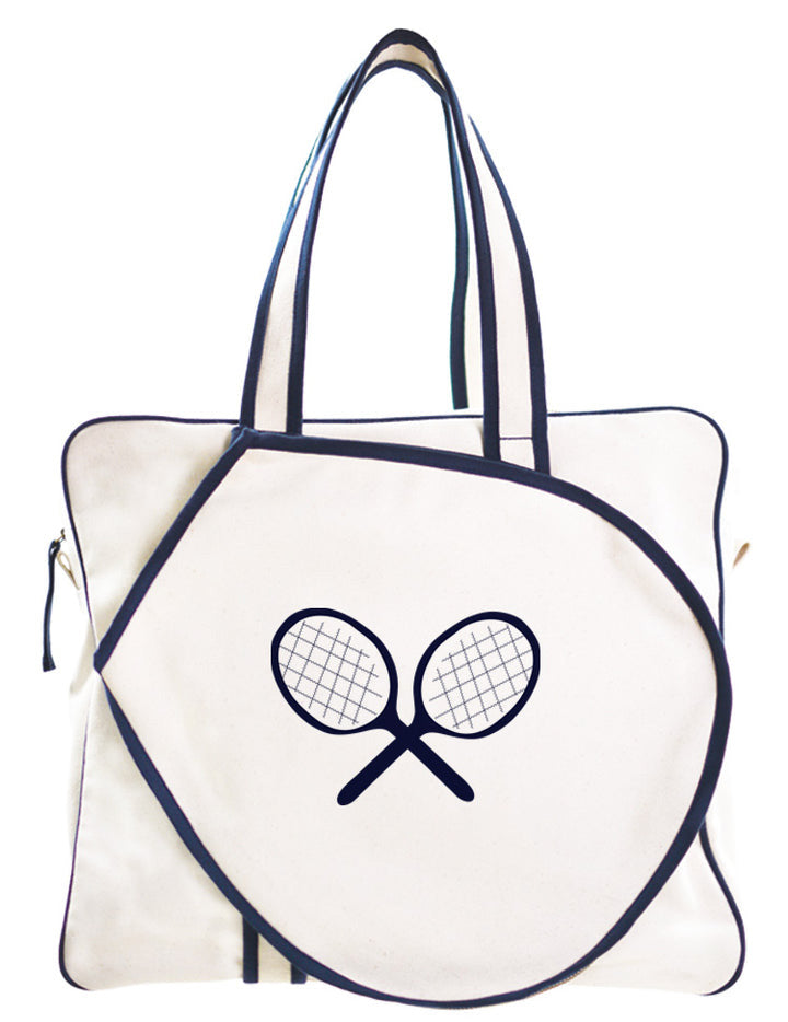 Personalized Tennis Bag Tote | Tennis Bag with Customization | Gifts Happen Here Navy & Gray