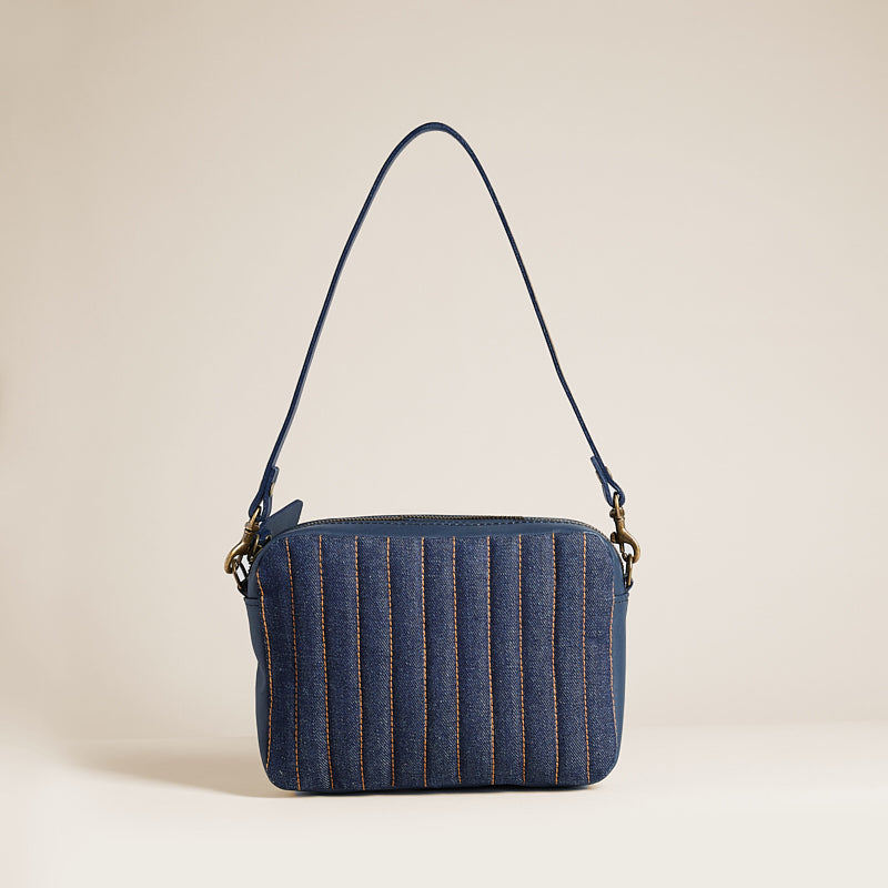 Amelia - Quilted Denim with Navy Leather – Parker Thatch