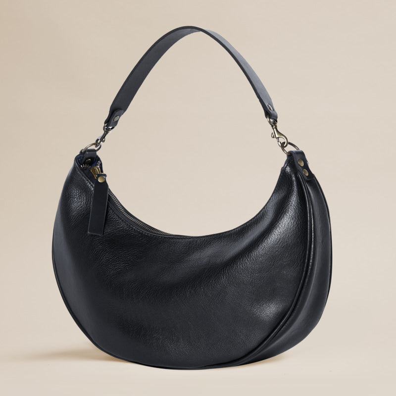 Half moon bag made special nylon and leather