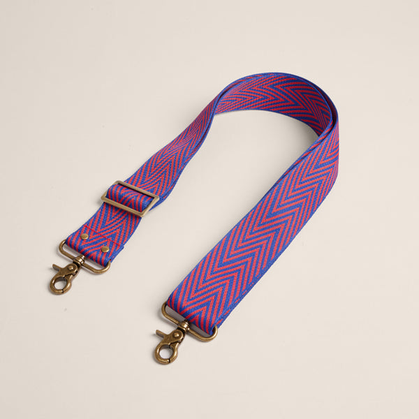 Adjustable Crossbody Strap - Zig Zag Navy & Red