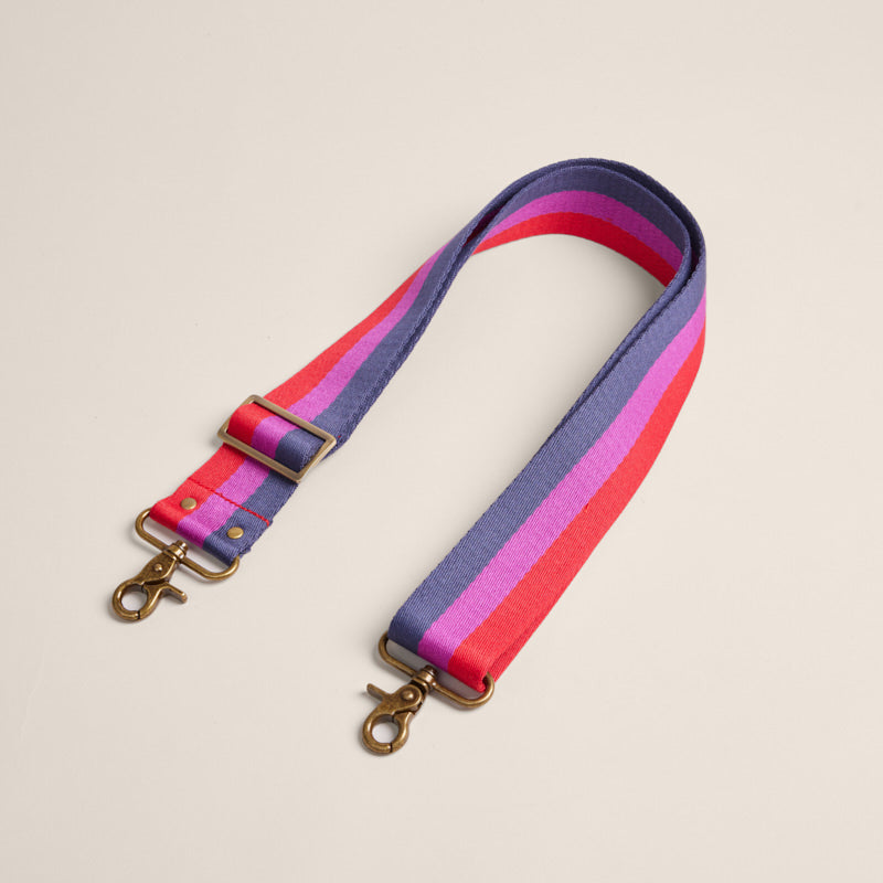 Adjustable Crossbody Strap - Surfer Stripe - Navy, Purple & Red