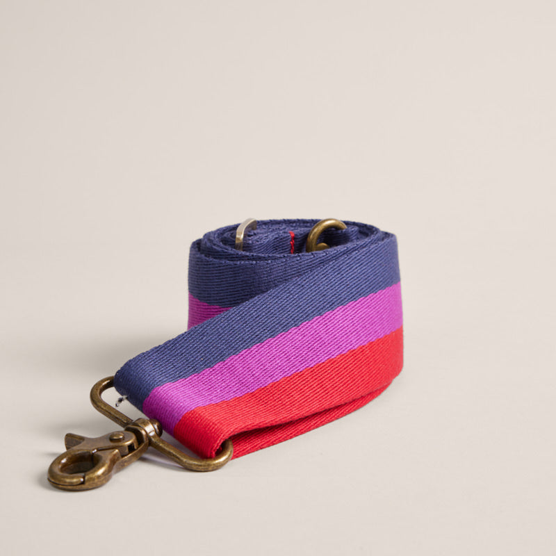 Adjustable Crossbody Strap - Surfer Stripe - Navy, Purple & Red