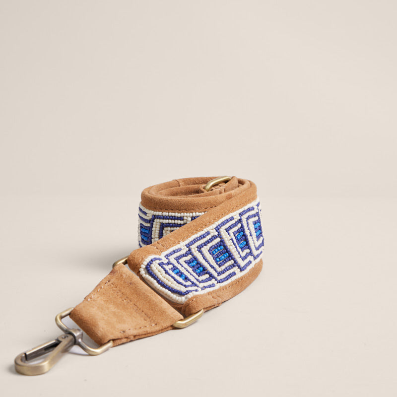 Beaded and Suede Crossbody Strap - Queen of Hearts Navy Blue & White –  Parker Thatch