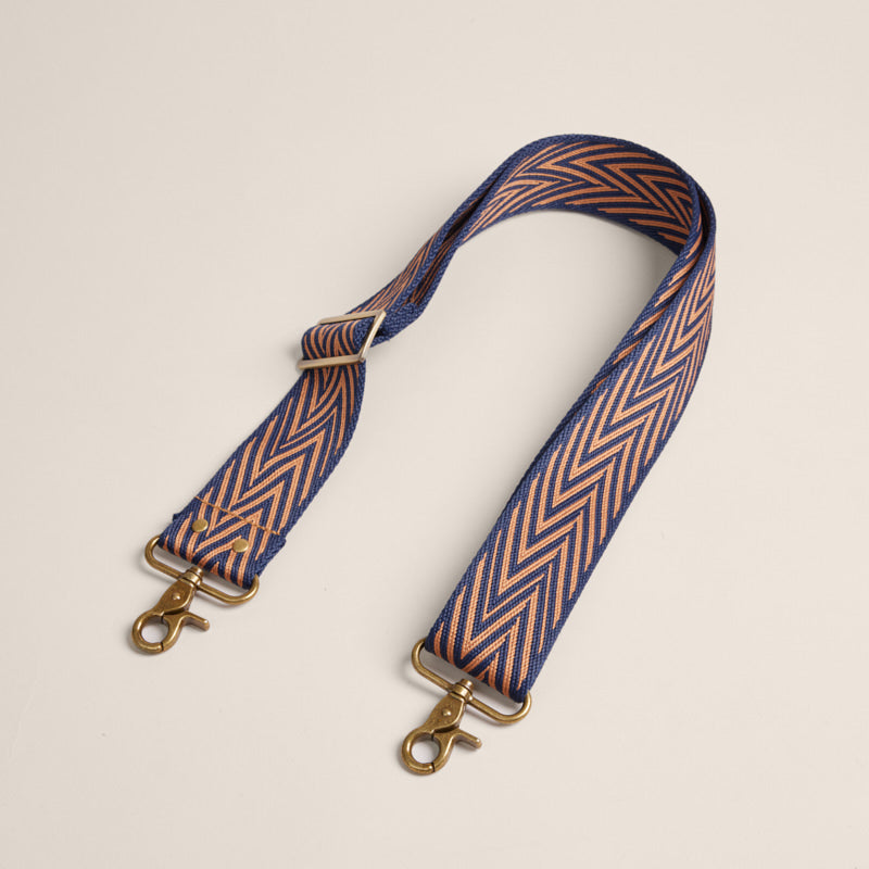 Adjustable Crossbody Strap - Zig Zag Navy & Khaki
