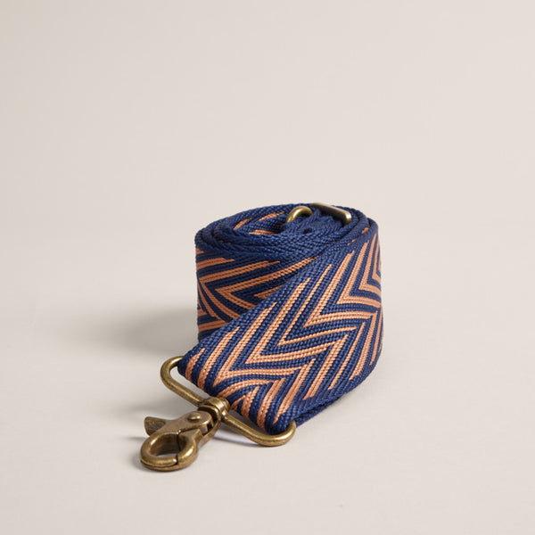 Adjustable Crossbody Strap - Zig Zag Navy & Khaki