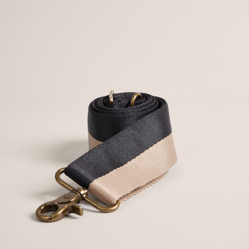 Adjustable Crossbody Strap - Khaki & Black Stripe