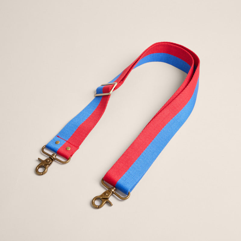 Adjustable Crossbody Strap - French Blue & Red Stripe