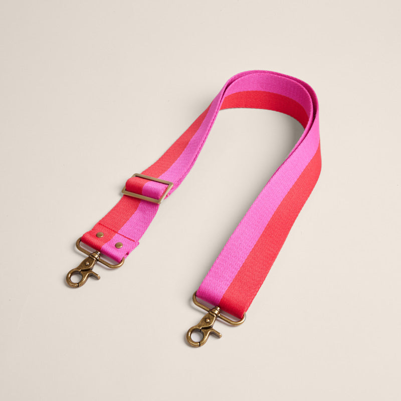 Hot Pink Solid SLING BAG with Striped Strap