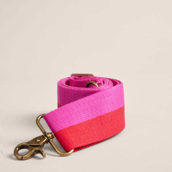 Hot Pink Solid SLING BAG with Striped Strap
