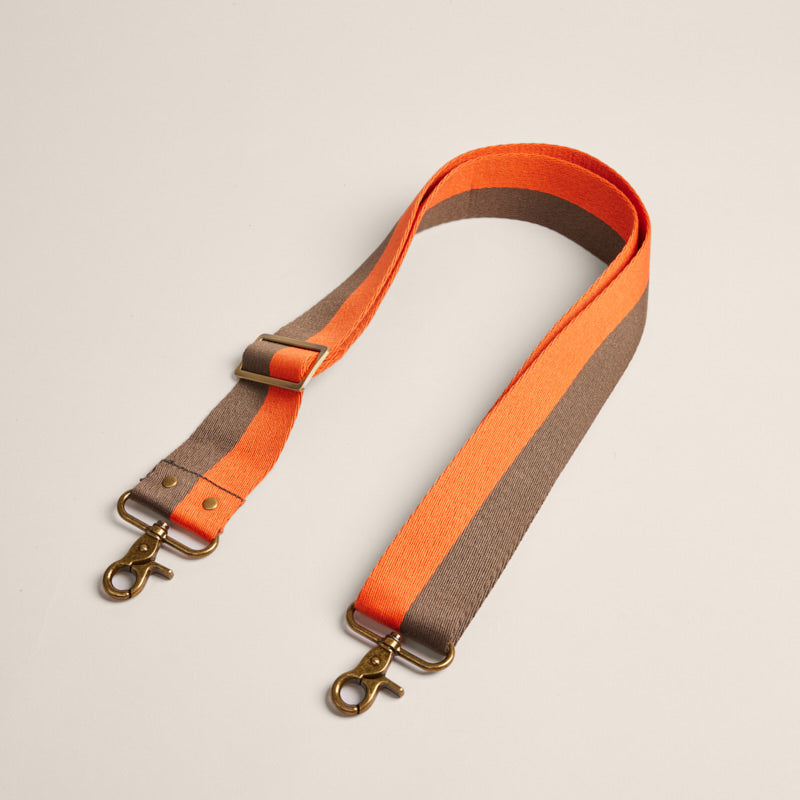 Adjustable Crossbody Strap - Olive & Orange Stripe