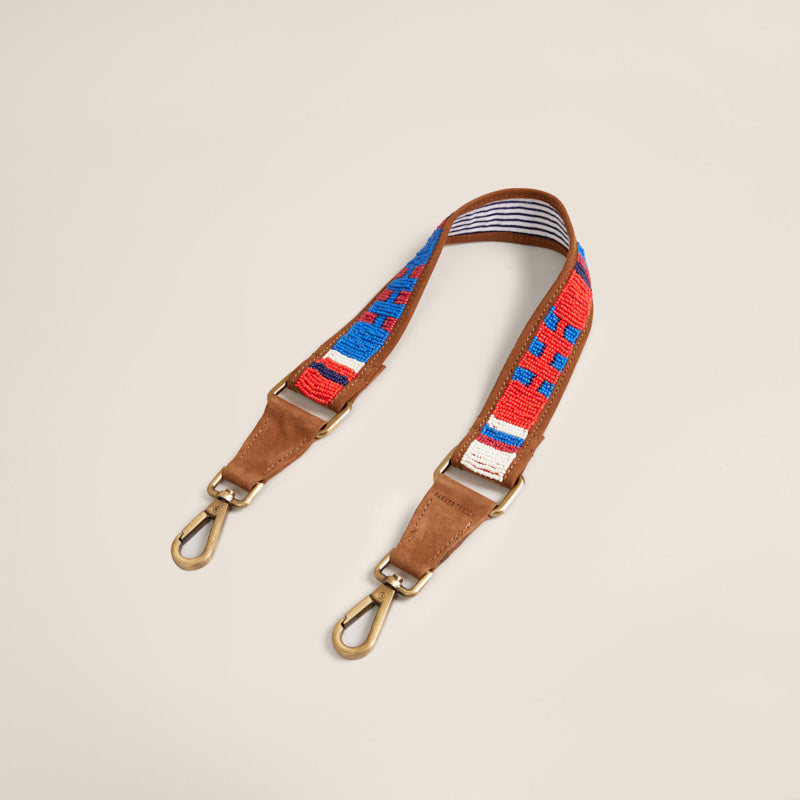 Beaded and Suede Shoulder Strap - Geometric