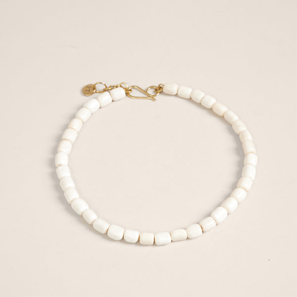 Beaded Bone Necklace - Eggshell