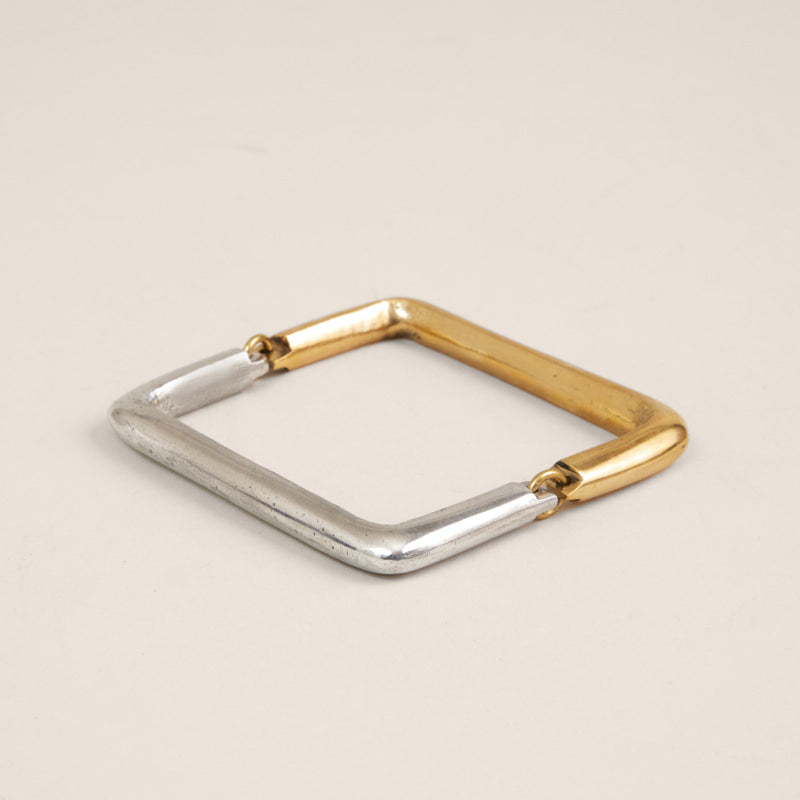 Square Silver and Brass Bracelet
