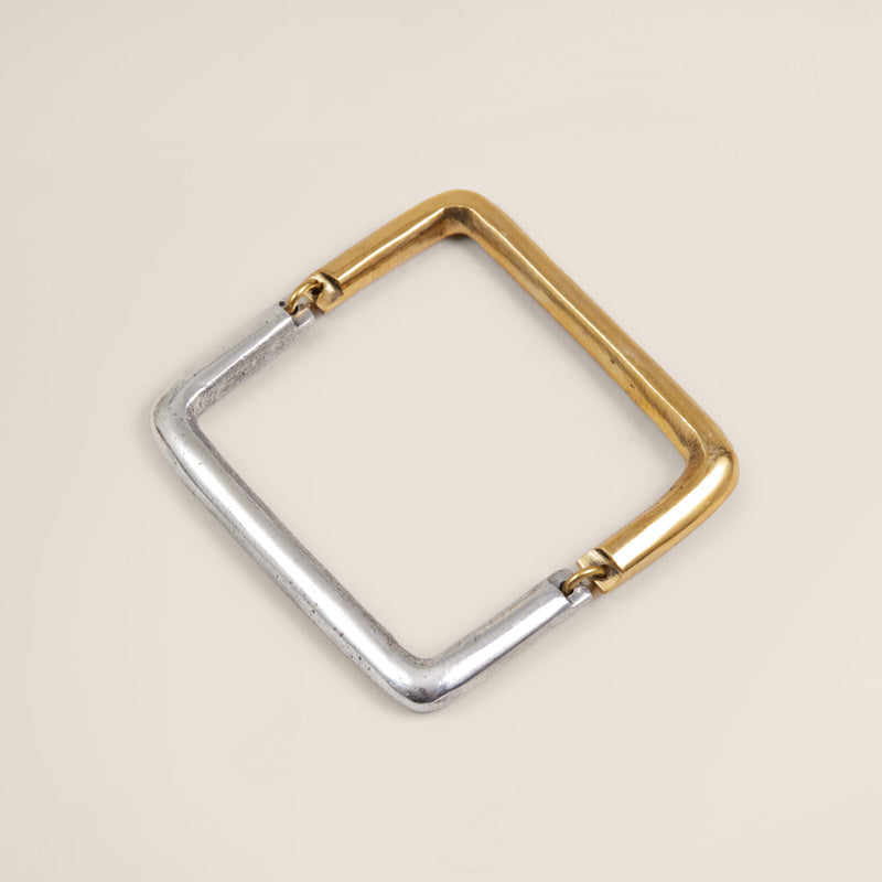 Square Silver and Brass Bracelet