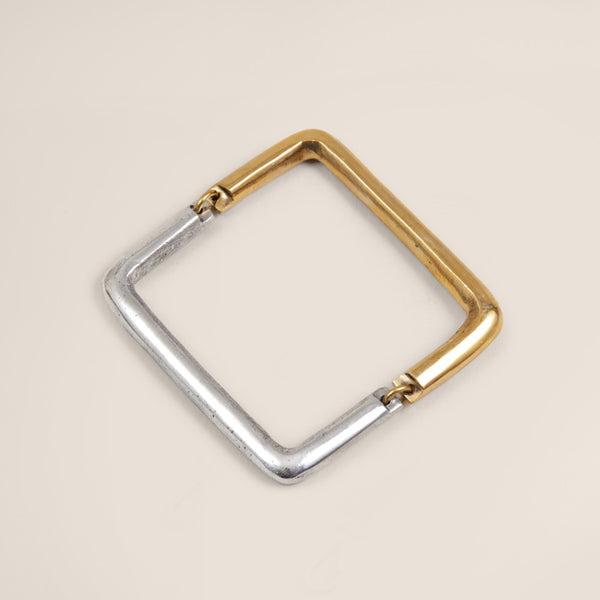 Square Silver and Brass Bracelet