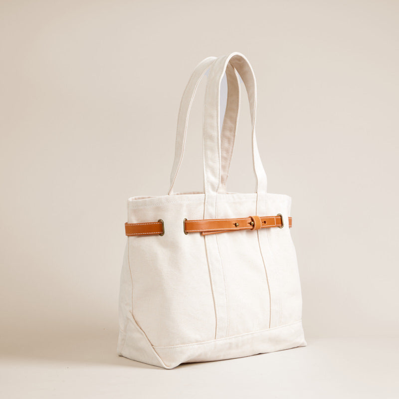 Alexa - Belted Tote - Natural Canvas