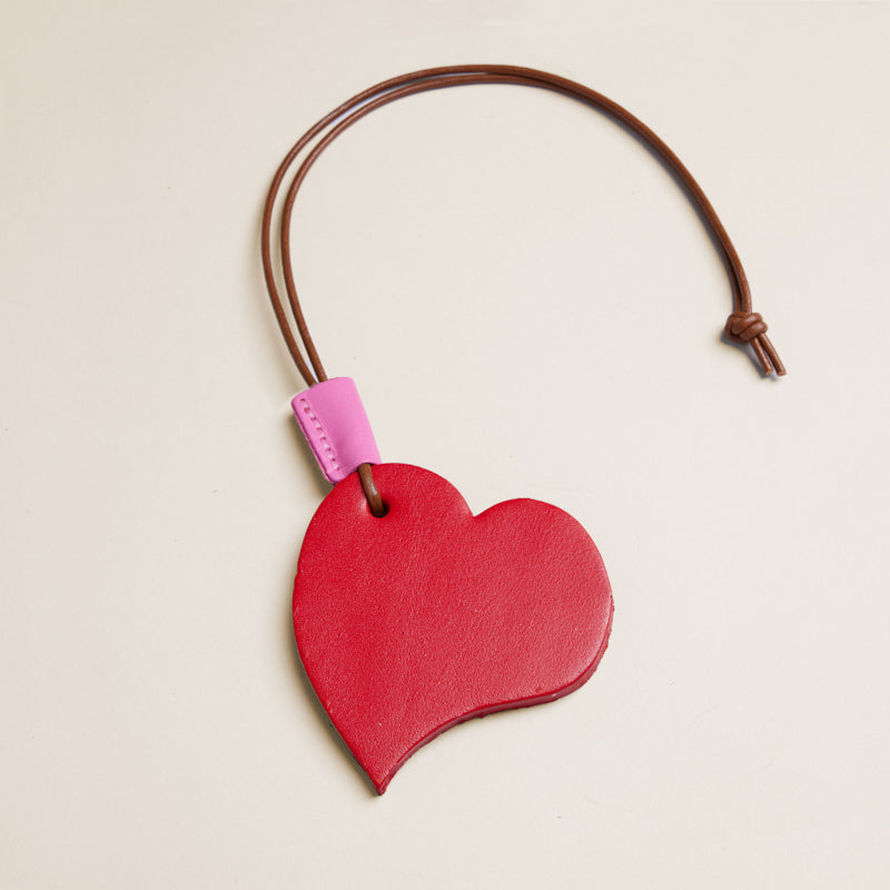 PT Heart Bag Tag - Leather Red