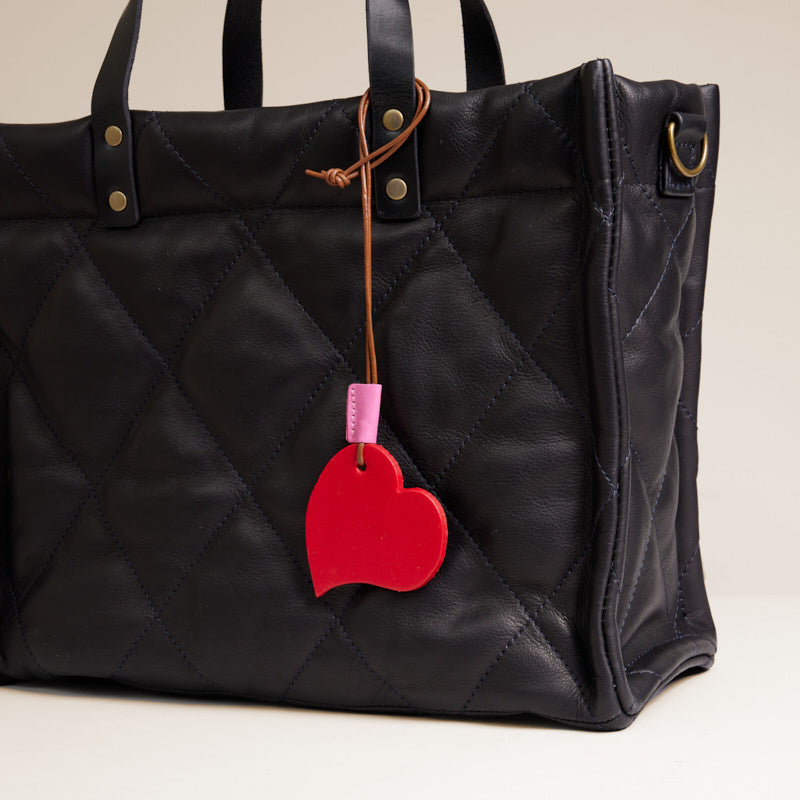 PT Heart Bag Tag - Leather Red