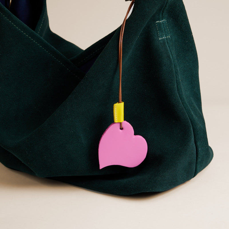 PT Heart Bag Tag - Leather Pink