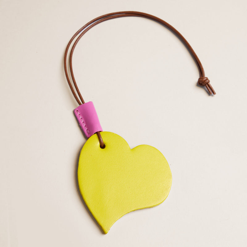 PT Heart Bag Tag - Leather Yellow