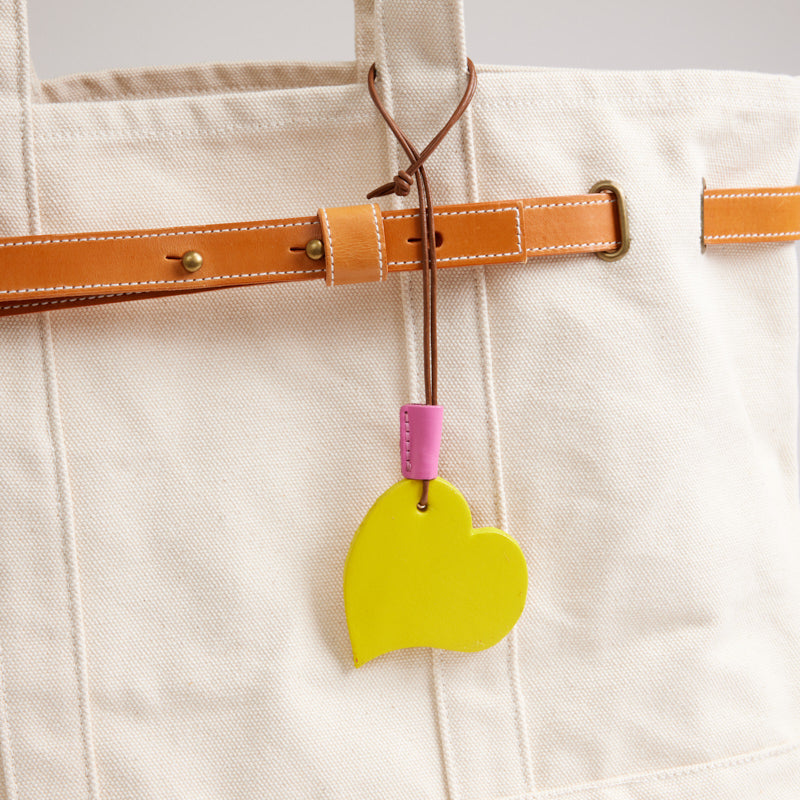PT Heart Bag Tag - Leather Yellow