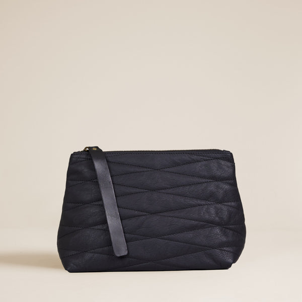 Bella Clutch - Leather Black Quilted