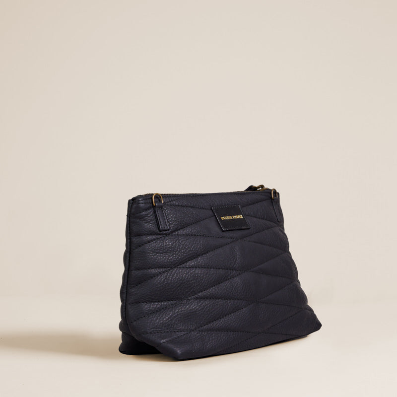 Bella Clutch - Leather Black Quilted