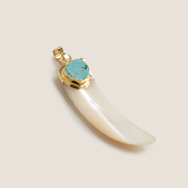 Elegant Horn with Turquoise Charm