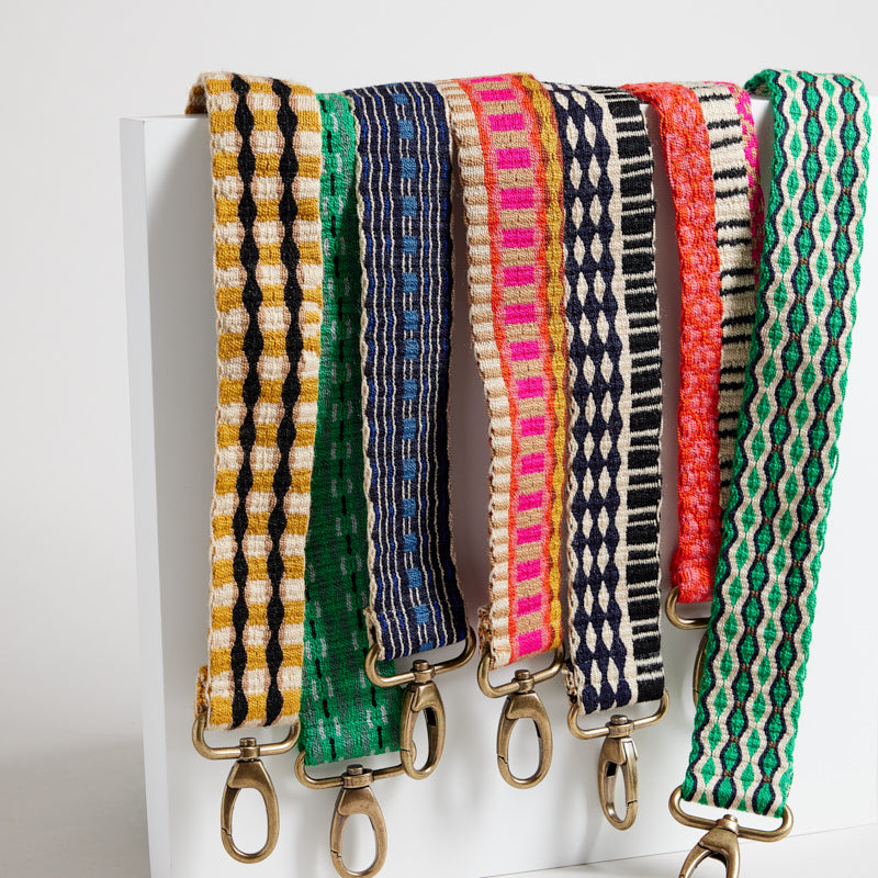 Adjustable Hand-Woven Crossbody Strap - Pink & Tan Pattern