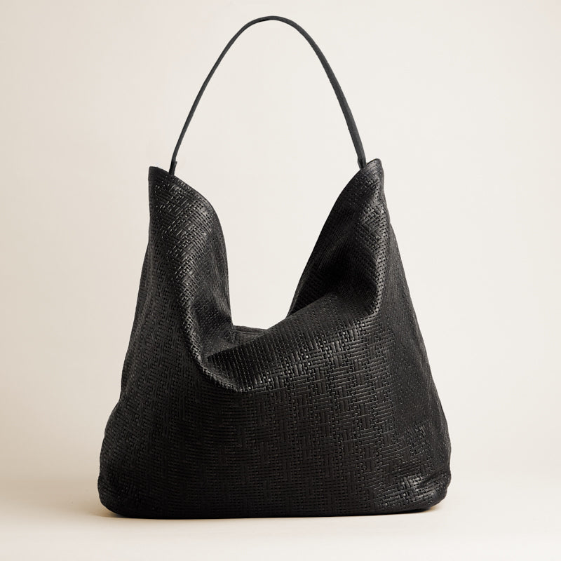 XL Jane - Slouch Bag - Leather Black Basketweave – Parker Thatch