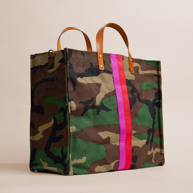XL Mimi - Nylon Camo with Pink & Red Stripe – Parker Thatch XL Mimi - Nylon Camo with Pink & Red Stripe – Parker Thatch