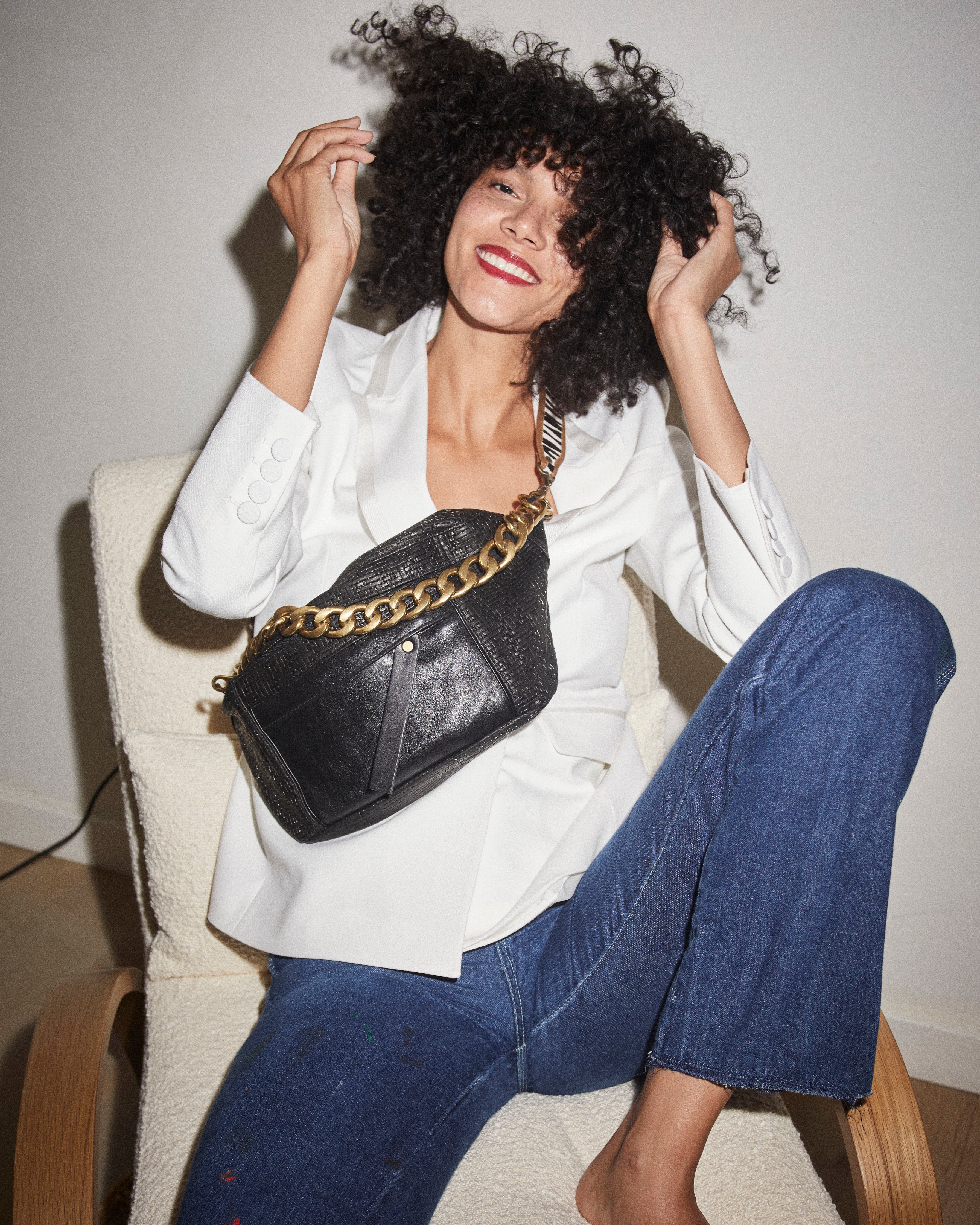 Cross Your Heart Sling - Leather Black Basketweave – Parker Thatch