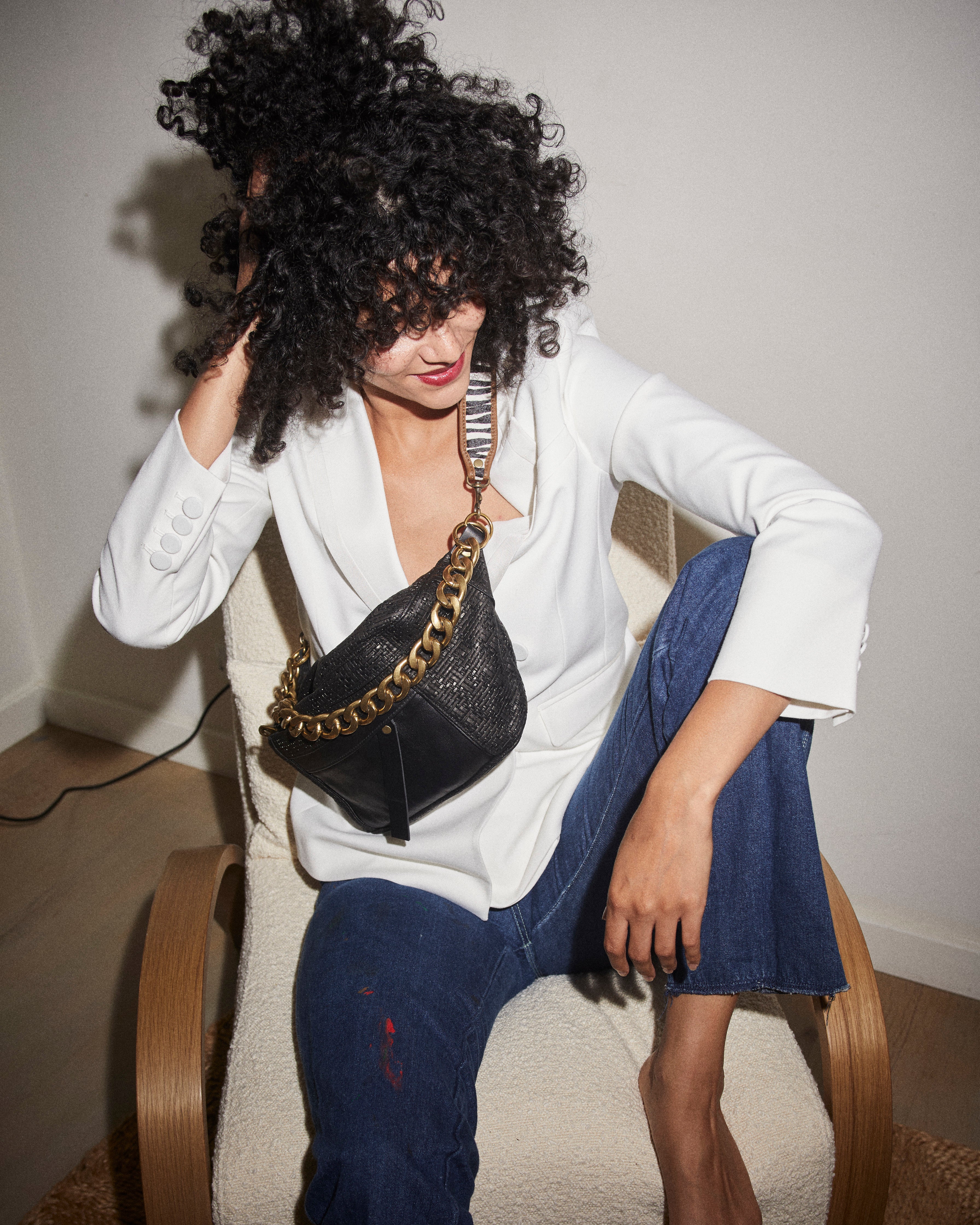 Cross Your Heart Sling - Leather Black Basketweave – Parker Thatch