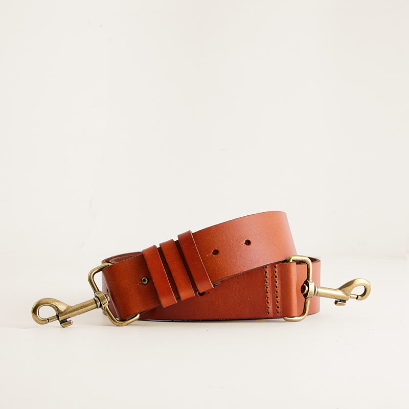 Adjustable Wide Leather Strap - Cognac – Parker Thatch