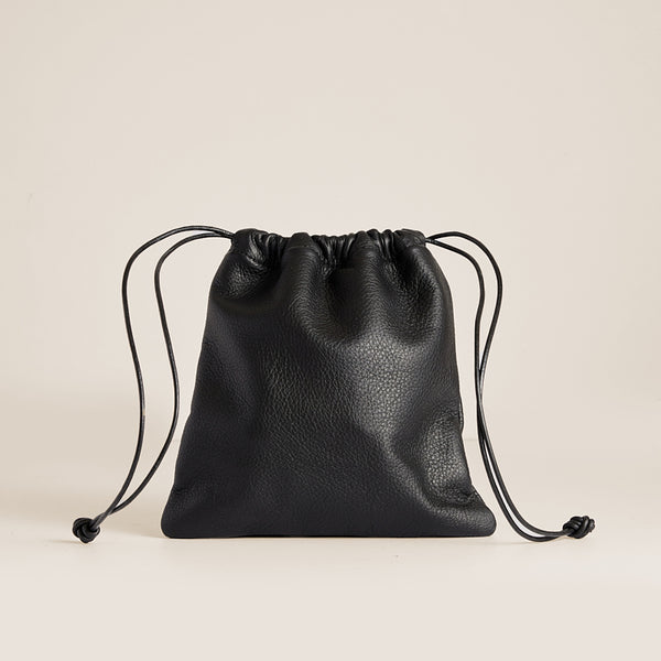 Drawstring Pouch - Leather Black – Parker Thatch