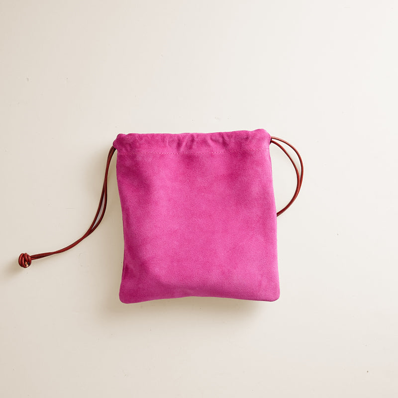 Drawstring Pouch - Suede Pink and Leather Burgundy – Parker Thatch