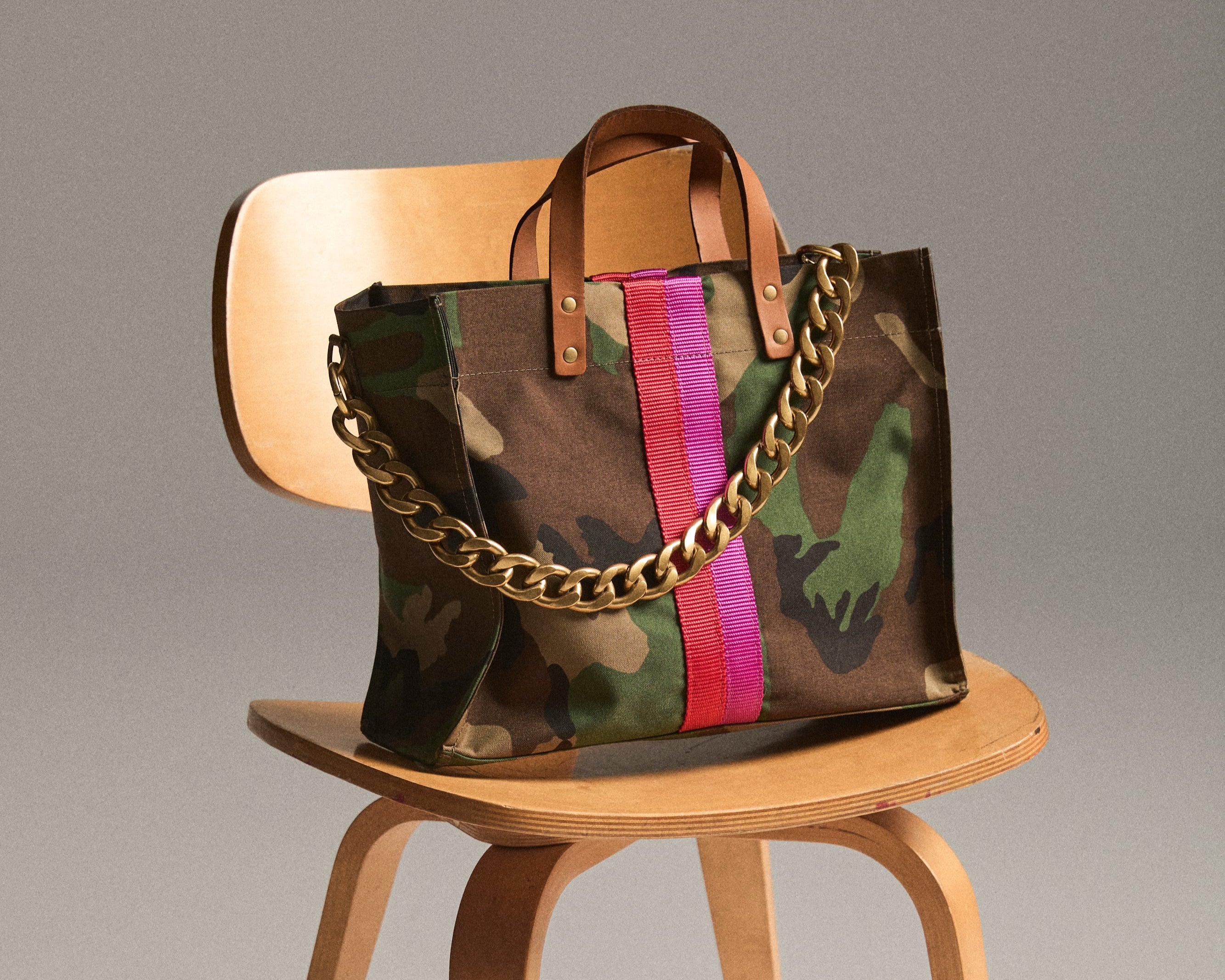 Medium Mimi - Nylon Camo with Pink & Red Stripe – Parker Thatch