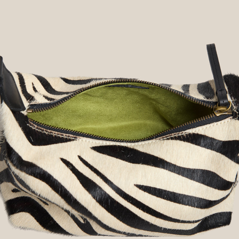 Small Maurice Hobo w/ Convertible Handle - Black & Cream Zebra