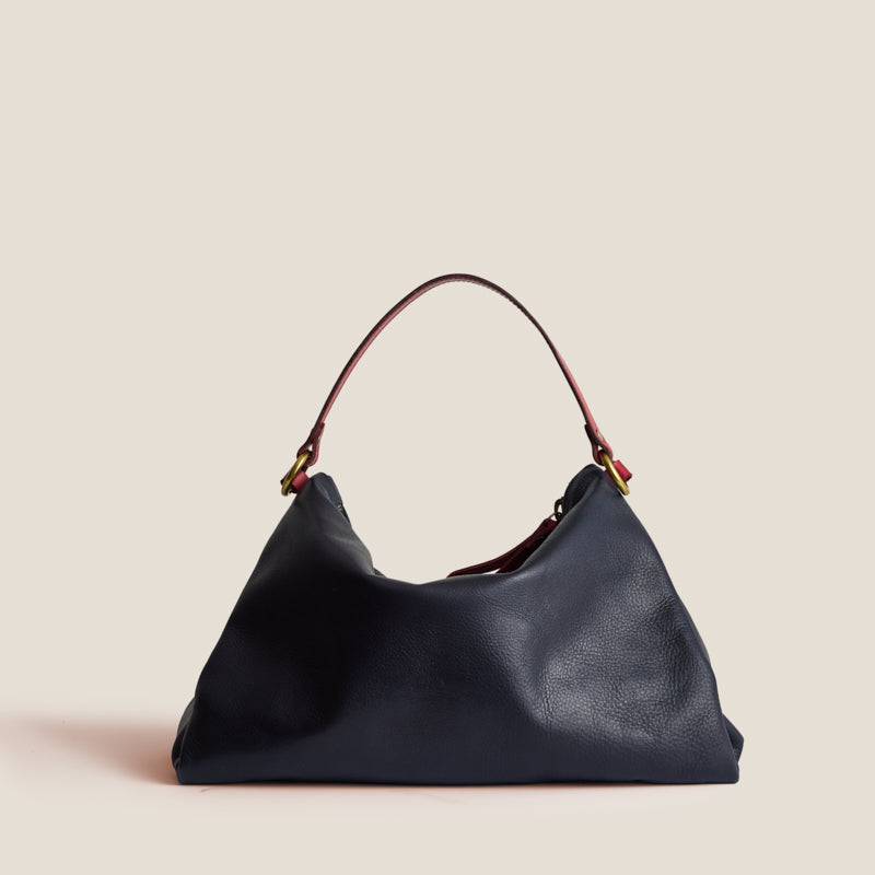 Daily Bag - Heritage "Broken-In" Leather Navy with Red
