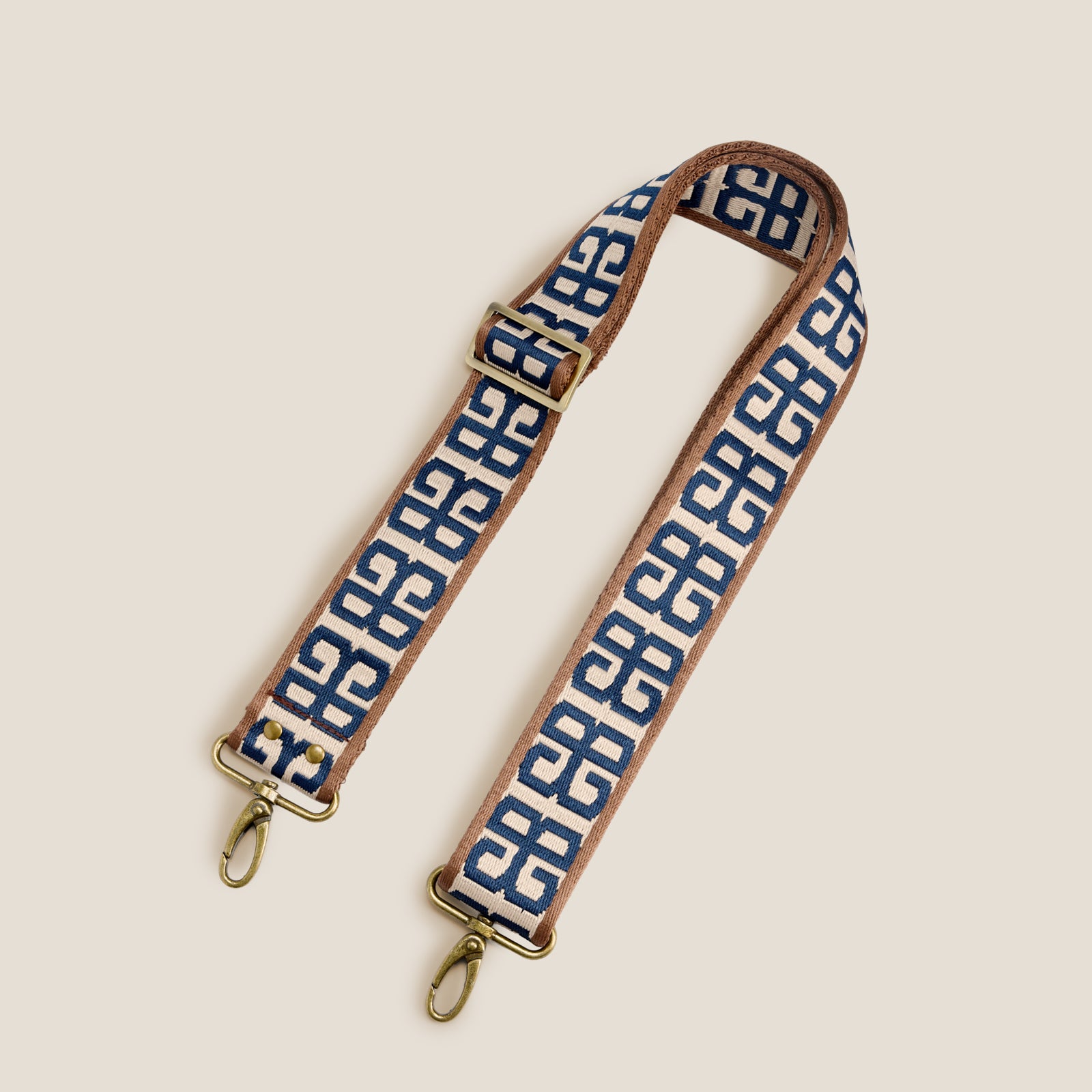 Adjustable Hand-Woven Crossbody Strap - Pink & Tan Pattern