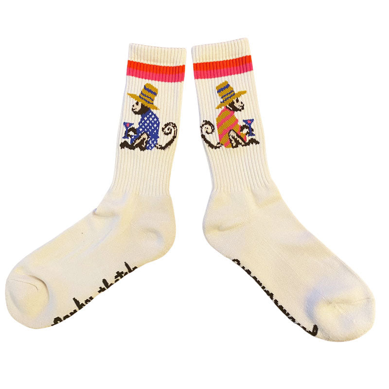 Cocktail Monkey Ribbed Sock - Natural