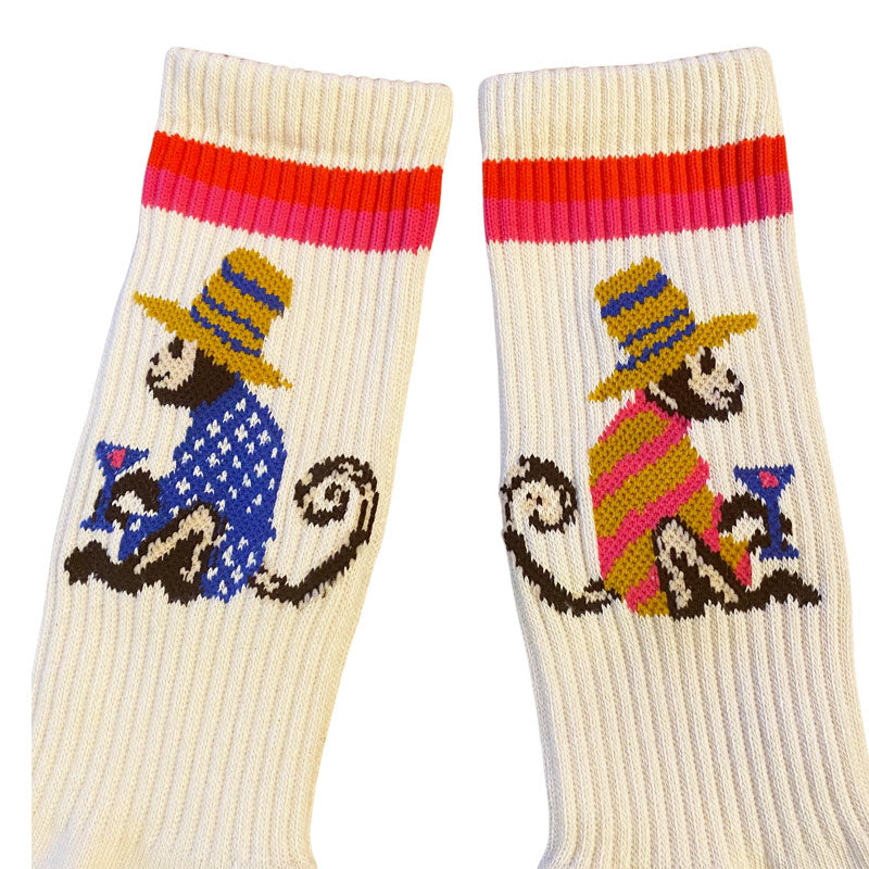 Cocktail Monkey Ribbed Sock - Natural