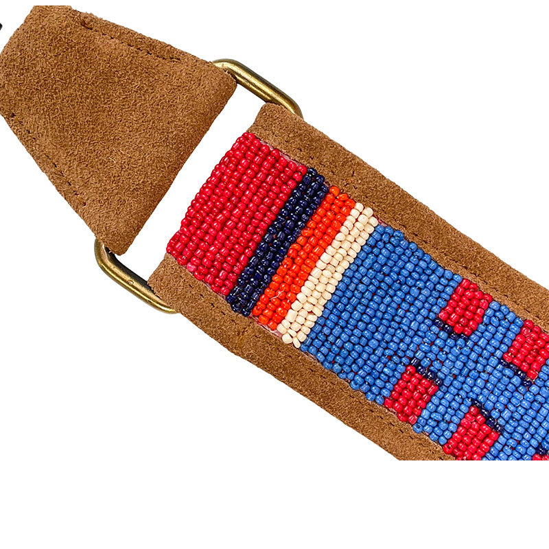 Beaded and Suede Shoulder Strap - Geometric