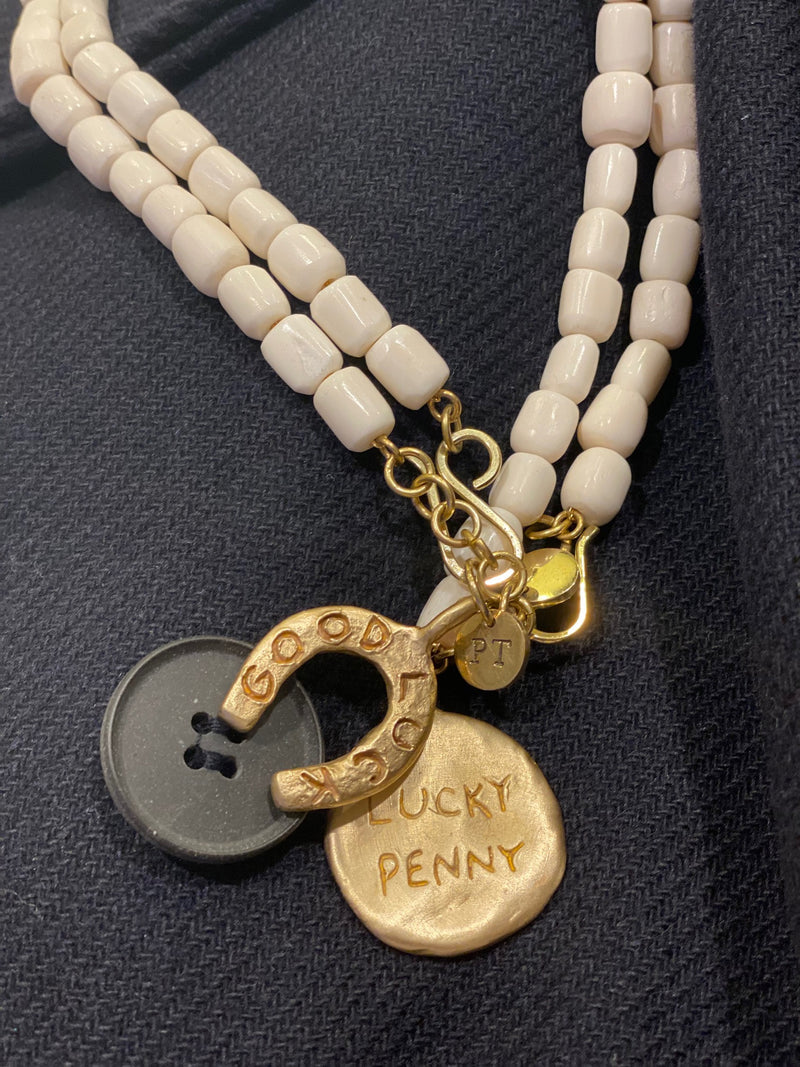 Beaded Bone Necklace - Eggshell