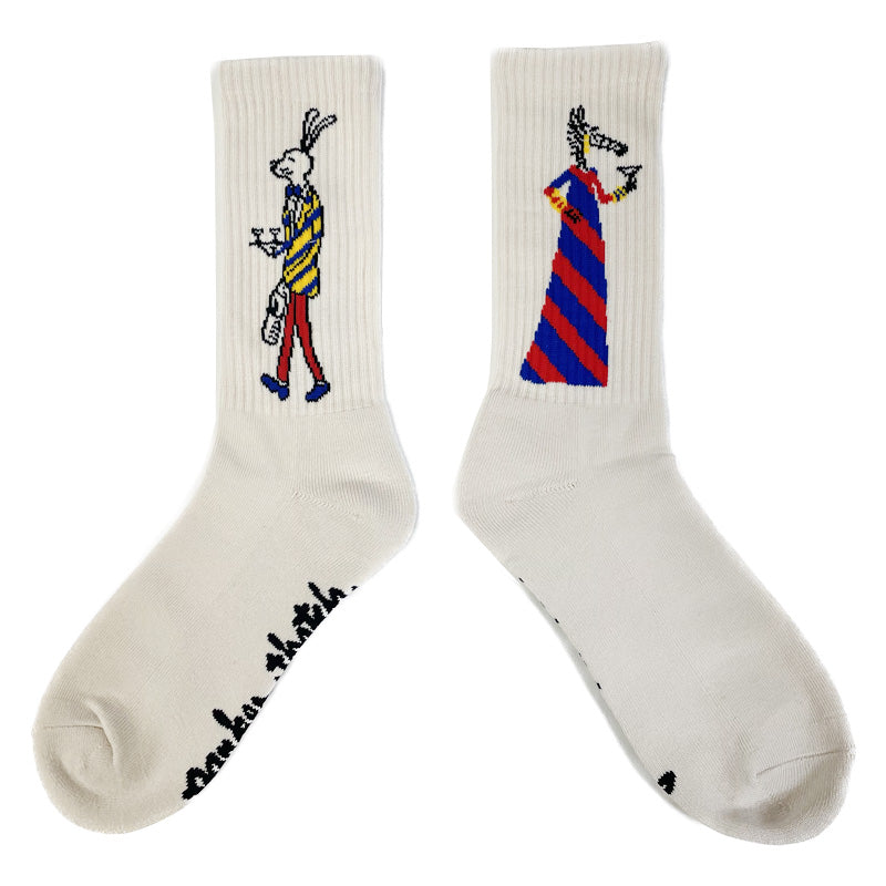 Cocktail Pete and Muffy the Zebra Ribbed Sock - Natural