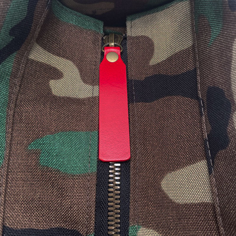 Parker - Camo Nylon with Red Leather Saddle Handle and Piping