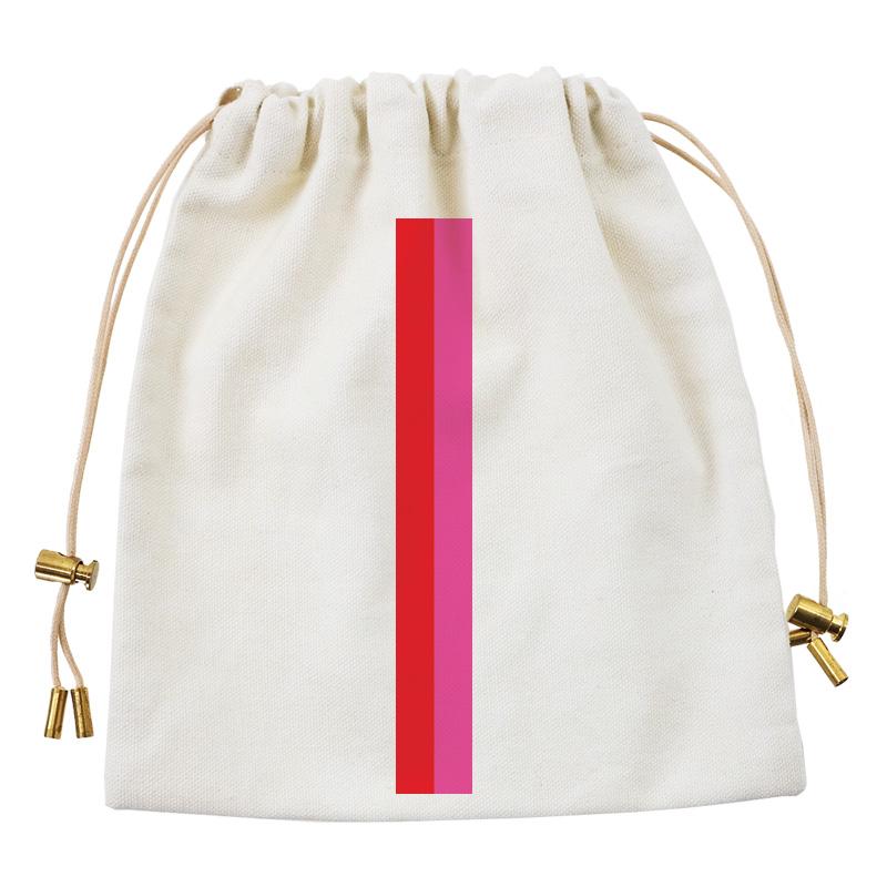 Cables and Chargers Pouch - Natural - Red and Pink Stripe